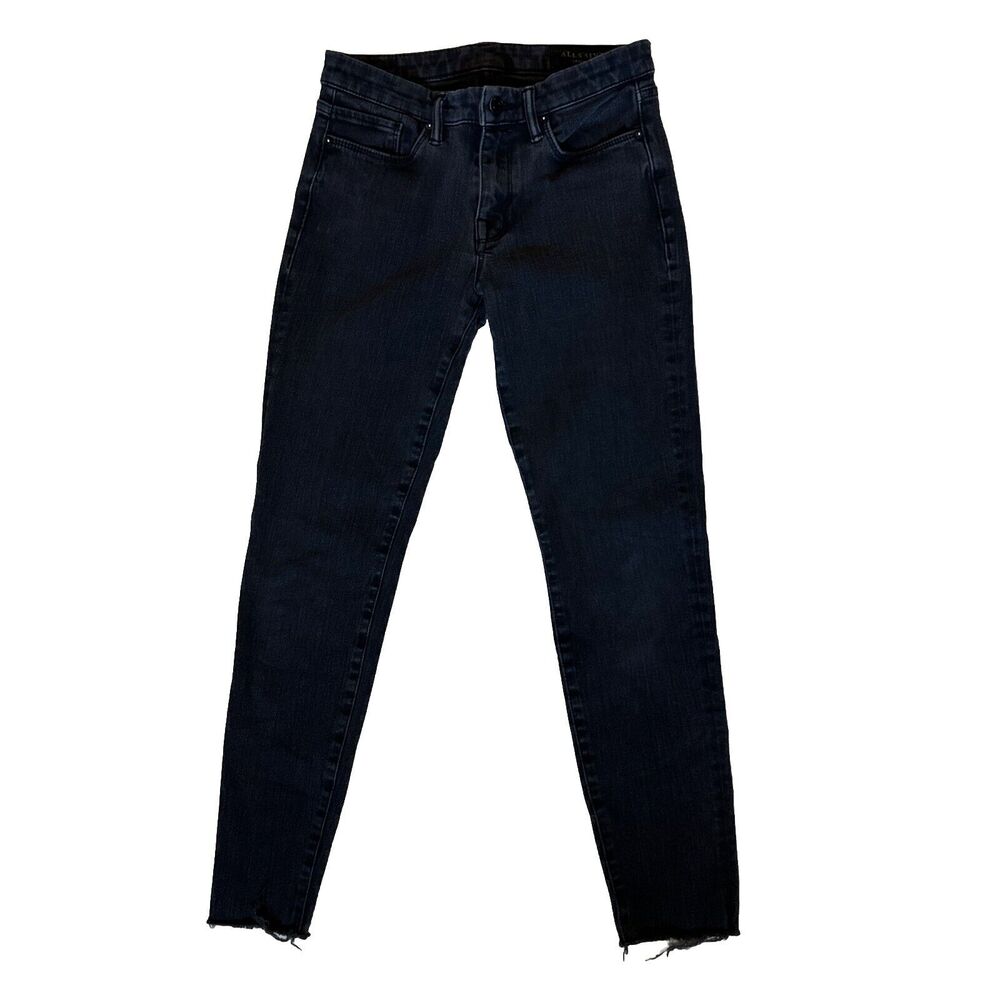 AllSaints Skinny Jeans Womens Size 26 Black Grace Ankle Fray